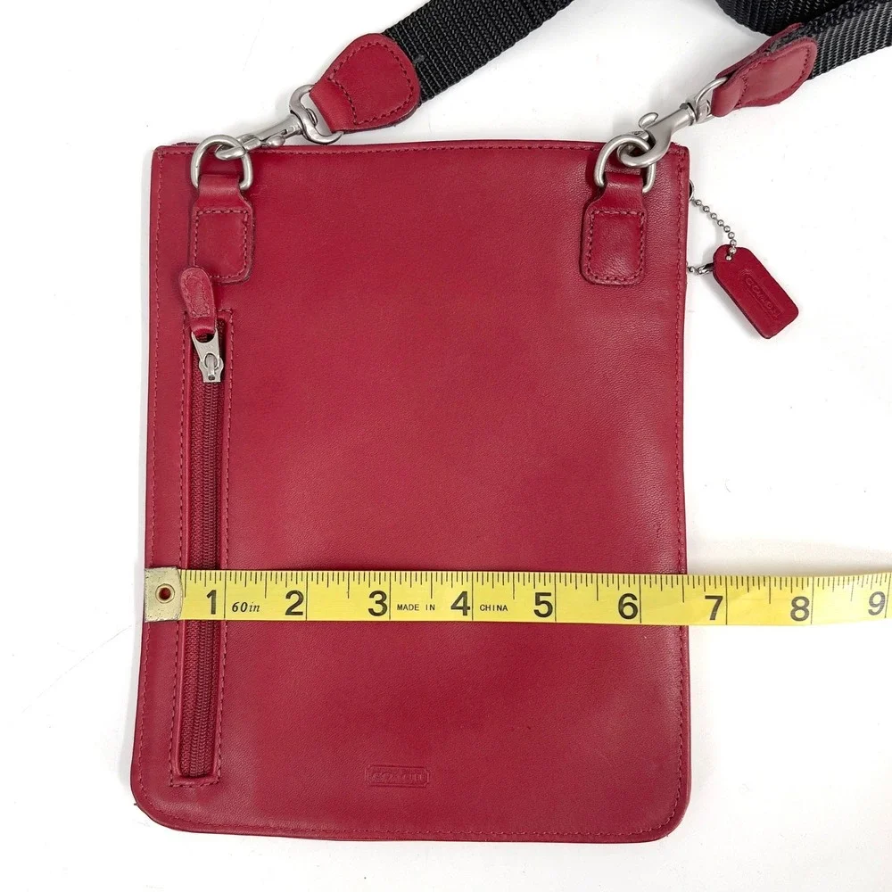 Vintage Coach Red Leather Swingpack Crossbody Bag Silver Hardware Tag USA 90s